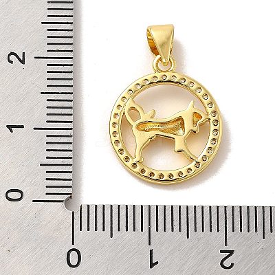 Zodiac Theme Brass Micro Pave Cubic Zirconia Pendants KK-M273-05G-G-1