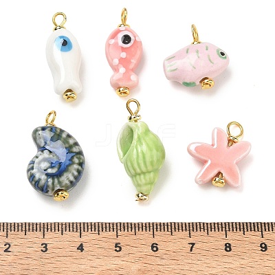 20Pcs 10 Styles Handmade Porcelain Pendants PALLOY-HS00033-1
