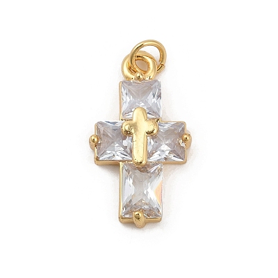 Rack Plating Brass Cubic Zirconia Pendants KK-G451-23G-1