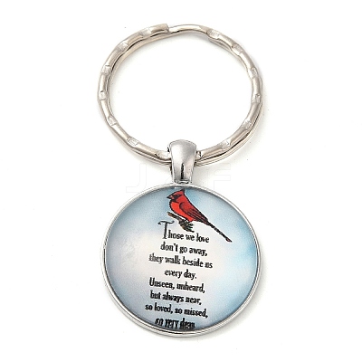 Half Round/Dome Alloy & Glass Pendant Keychain KEYC-D020-02P-04-1