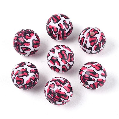 ABS Plastic Leopard Print Round Beads SACR-T017-75B-01-1