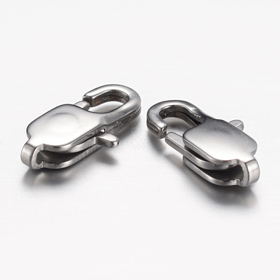 Tarnish Resistant 304 Stainless Steel Lobster Claw Clasps STAS-P095-08-1