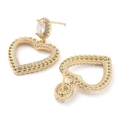Brass with Glass Dangle Stud Earrings EJEW-Q800-03KCG-1