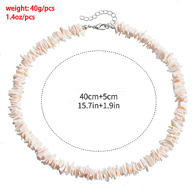 Beach Dyed Natural Shell Chip Beaded Necklaces FS-WG9678E-01-1