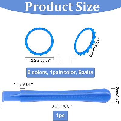 6 Pairs 6 Colors Plastic Decorative Accent Rings for Game Controller FIND-FH0005-23-1