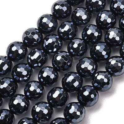 Electroplated Natural Agate Beads Strands G-B191-A07-10mm-18-1