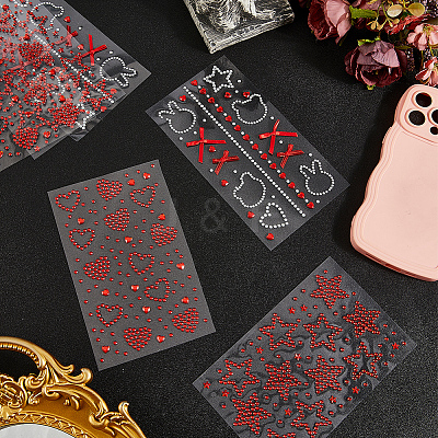 6 Sheets 3 Styles Acrylic Rhinestone Face Body Stickers AJEW-SP0002-68C-1