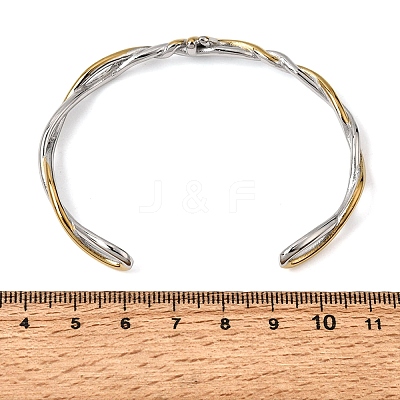 Duo Tone 304 Stainless Steel Twisted Open Cuff Bangles SA-CBA3E4B-03GP-1