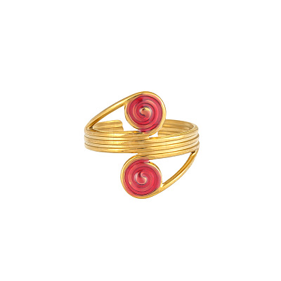 304 Stainless Steel Enamel Cuff Open Rings WG485A3-01-1