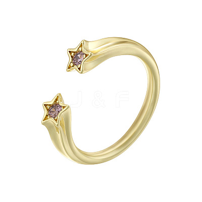 Brass Micro Pave Cubic Zirconia Cuff Open Rings for Women FS-WG15C9D-05-1