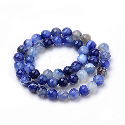 Natural Striped Agate/Banded Agate Beads Strands G-S259-04B-8mm-1
