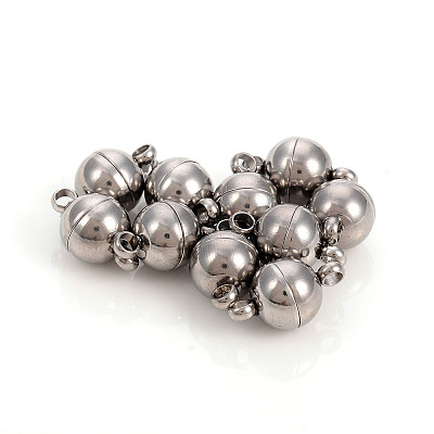 Tarnish Resistant 201 Stainless Steel Magnetic Clasps with Loops STAS-L244-10A-P-1