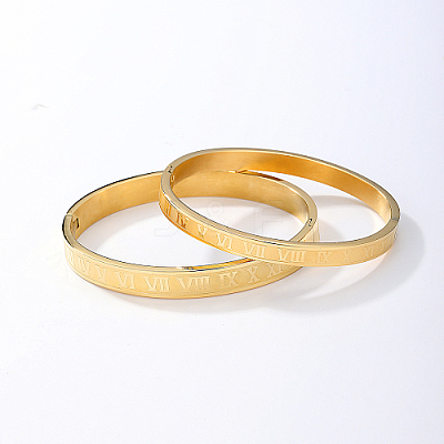 2Pcs 2 Style 201 Stainless Steel Hinged Bangles for Women QR1999-1-1
