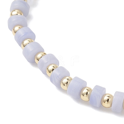 Natural Green Aventurine & Rose Quartz & Howlite & White Jade & Yellow Aventurine & Synthetic Blue Lace Agate & Brass Beads Stretch Bracelets for Women BJEW-JB13334-02-1