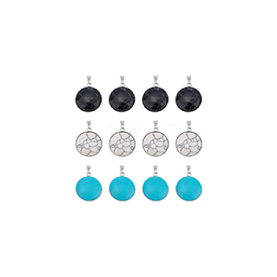 12Pcs 3 Colors Synthetic Turquoise Pendants STAS-UN0039-61-1