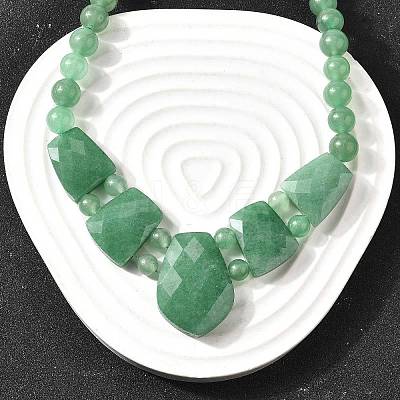Natural Green Aventurine Faceted Bib Graduated Beaded Necklaces for Women NJEW-B128-01K-1
