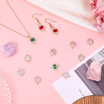 12Pcs 6 Colors Glass Connector Charms FIND-CA0010-64-1