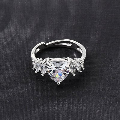 Brass Micro Pave Cubic Zirconia Cuff Open Rings CU-CBA5C10-08P-1