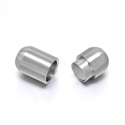 Tarnish Resistant Barrel 304 Stainless Steel Magnetic Clasps with Glue-in Ends STAS-D059-18B-1