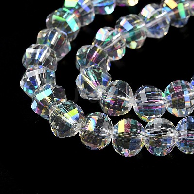 Transparent Electroplate Glass Beads Strands GLAA-Q099-C01-14-1