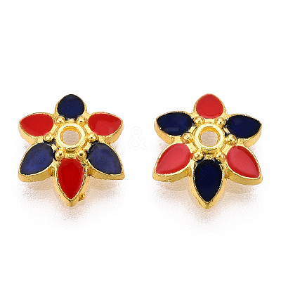 6-Petal Alloy Enamel Bead Caps X1-ENAM-TAC0023-09-1