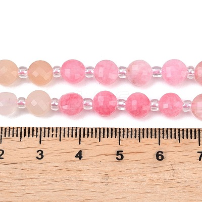 Cherry Quartz Glass & Dyed Natural White Jade Beads Strands G-Z135-B01-1