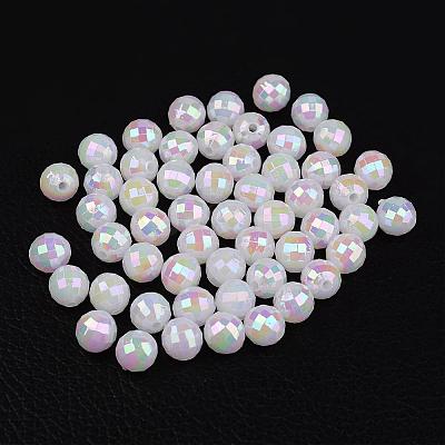 Faceted Colorful Eco-Friendly Poly Styrene Acrylic Round Beads SACR-K001-6mm-78-1