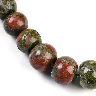 Natural Unakite Rondelle Graduated Beaded Necklaces for Women Men NJEW-K388-02G-1