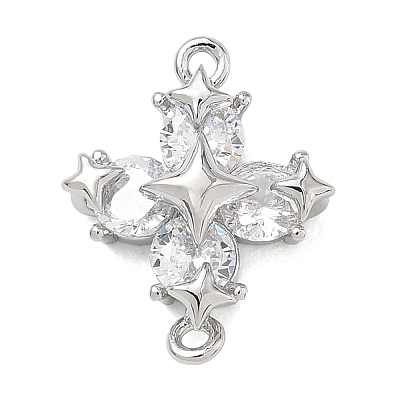 Brass Pave Clear Cubic Zirconia Connector Charms CU-G605-01P-1