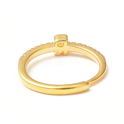Clear Cubic Zirconia Initial Letter Adjustable Ring RJEW-C052-01G-R-1