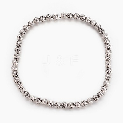 Electroplated Natural Lava Rock Beads Strands G-P400-05AS-1
