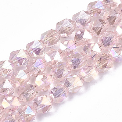 Electroplate Transparent Glass Beads Strands EGLA-T019-06N-1