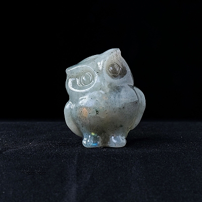 Natural Labradorite Carved Healing Owl Figurines PW-WG13335-03-1