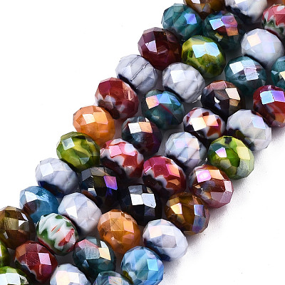 Faceted Handmade Millefiori Glass Beads Strands X-LK-T001-09-1