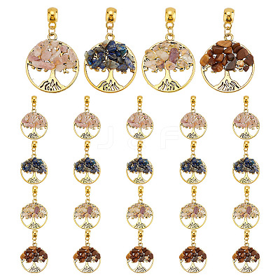 24Pcs 4 Styles Natural Mixed Gemstone European Dangle Charms FIND-AR0004-37-1