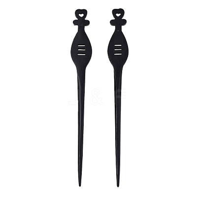 Vintage Schima Wood Hair Sticks Findings OHAR-N008-05-1