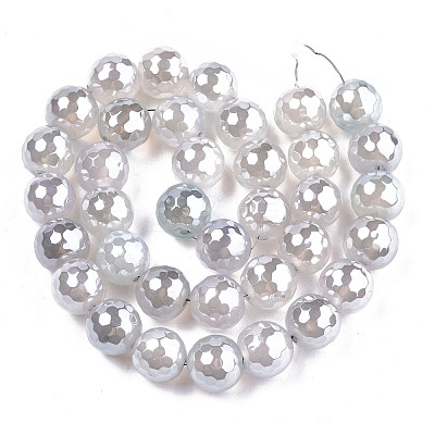 Electroplate Natural Agate Beads Strands G-T131-55-28-1