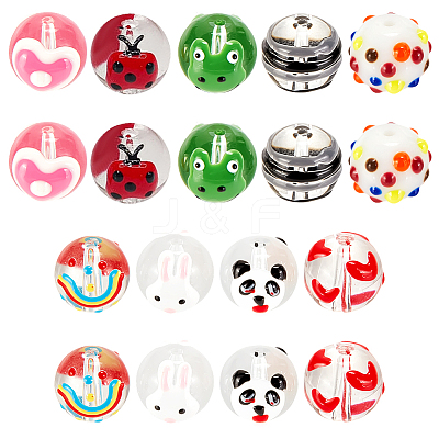 18Pcs 9 Colors Handmade Lampwork Beads LAMP-GA0001-13-1