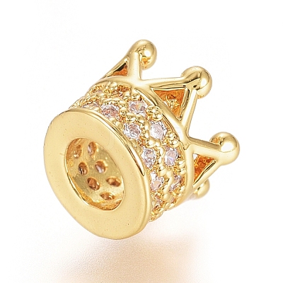 Brass Micro Pave Cubic Zirconia Beads ZIRC-G166-39G-1
