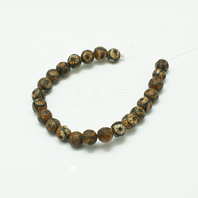 Tibetan Style 3-Eye dZi Beads G-K166-04-6mm-L2-1