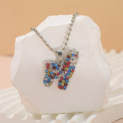 Alloy Colorful Rhinestone Pendant Necklaces for Kid FS-WG8D677-01-1