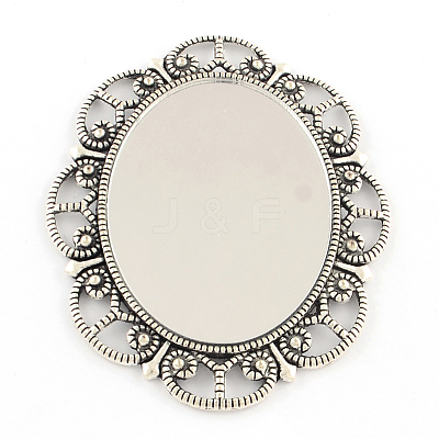 Alloy Oval Mirror Big Pendants PALLOY-R068-31AS-NR-1
