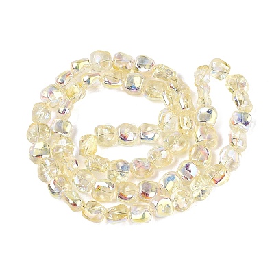 Electroplate Transparent Glass Beads Strands EGLA-N057-02A-03-1