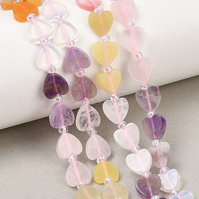 Natural Topaz Jade & Amethyst & Rose Quartz & Red Aventurine Beads Strands G-F811-A04-02-1