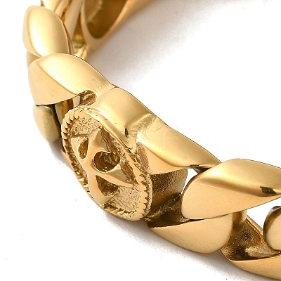 Ion Plating(IP) 304 Stainless Steel Cross Cuban Link Chain Bracelets for Women Men BJEW-Q341-02G-1
