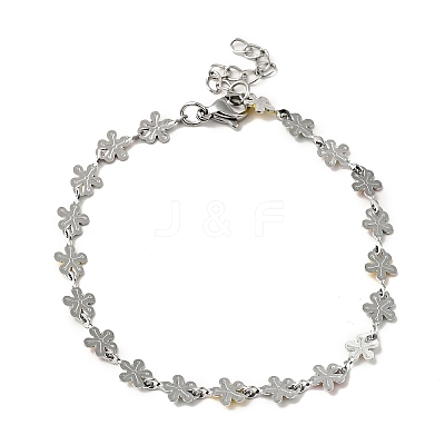 Colorful Enamel Flower Link Chain Bracelet BJEW-C023-02P-1