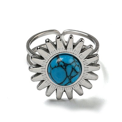 Sun 304 Stainless Steel Open Cuff Rings STAS-Z060-08P-03-1