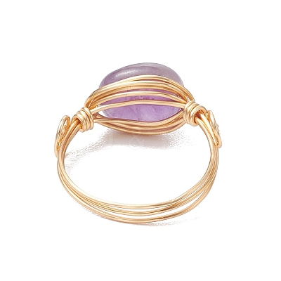 Oval Natural Amethyst & Amazonite & Rose Quartz & Citrine Finger Rings GG-CJ22AE-G-1