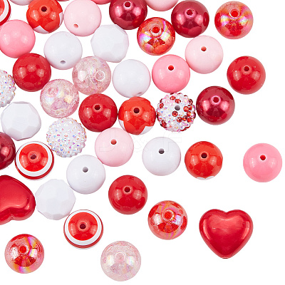 50Pcs Mixed Styles Acrylic Beads Sets SACR-PA0001-22-1