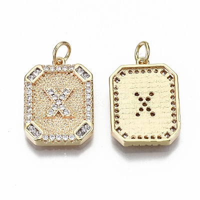 Brass Micro Pave Clear Cubic Zirconia Pendants KK-S356-234X-G-NF-1